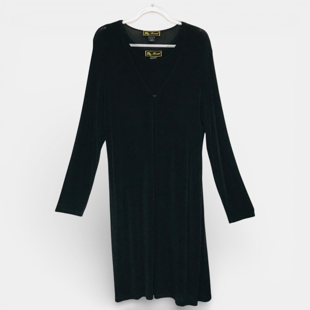 Mirasol Womens Sz L 2 Piece Set Cardigan and Tank Top Black Acetate Blend 70352